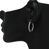 87811, SINGLE LINE PAVE CUBIC ZIRCONIA HUGGIE HOOP EARRING