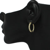 87811, SINGLE LINE PAVE CUBIC ZIRCONIA HUGGIE HOOP EARRING
