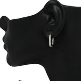 87813, RECTANGLE PAVE CUBIC ZIRCONIA HUGGIE EARRING