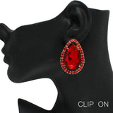 87830, TEARDROP ACCENT RHINESTONE CLIP ON EARRING