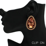 87830, TEARDROP ACCENT RHINESTONE CLIP ON EARRING