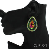 87830, TEARDROP ACCENT RHINESTONE CLIP ON EARRING