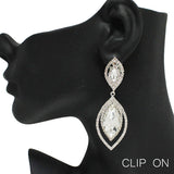 87832, MARQUISE ACCENT PAVE RHINESTONE CLIP ON EARRING