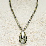 87835, TEARDROP STONE PENDANT GLITTER NECKLACE