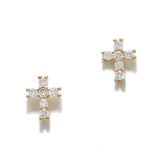 87853, CROSS CUBIC ZIRCONIA STUD EARRING