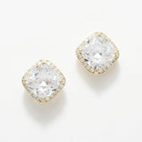87854, SQUARE PAVE CUBIC ZIRCONIA STUD EARRING