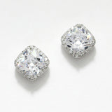 87854, SQUARE PAVE CUBIC ZIRCONIA STUD EARRING