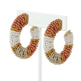 87863, 1.75" MULTI TONE SEED BEAD HOOP EARRING