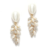 87883, MARQUISE ACCENT PEARL N RHINESTONE EARRING