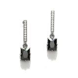 87884, CUBIC ZIRCONIA WITH RECTANGLE STONE DANGLE EVENING EARRING