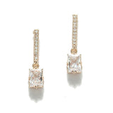 87884, CUBIC ZIRCONIA WITH RECTANGLE STONE DANGLE EVENING EARRING