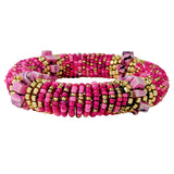 87900, SEED BEAD WITH SEMI PRECIOUS STONE STRETCH BRACELET