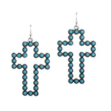 87906, WESTERN BEAD CROSS OPEN CUT EARRING
