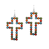 87906, WESTERN BEAD CROSS OPEN CUT EARRING