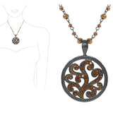 87914, ROUND PAVE FILIGREE PENDANT NECKLACE