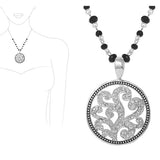 87914, ROUND PAVE FILIGREE PENDANT NECKLACE