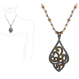 87915, QUATREFOIL PAVE FILIGREE PENDANT NECKLACE
