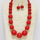 87969, WOOD BEADED NECKLACE