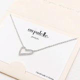 87973, DAINTY PAVE HEART CUT OUT PENDANT NECKLACE