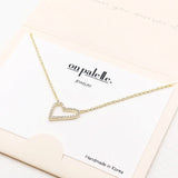 87973, DAINTY PAVE HEART CUT OUT PENDANT NECKLACE