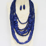 87986, WOOD NUGGET BEAD MULTI LAYERED NECKLACE