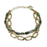 87993, SEMI PRECIOUS STONE WITH CHAIN DOUBLE LAYERED BRACELET