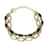 87993, SEMI PRECIOUS STONE WITH CHAIN DOUBLE LAYERED BRACELET