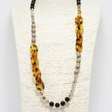 88014, TORTOISE CHAIN WITH SEMI PRECIOUS STONE BEAD LONG NECKLACE