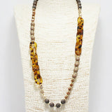 88014, TORTOISE CHAIN WITH SEMI PRECIOUS STONE BEAD LONG NECKLACE