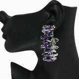 88016, MARQUISE ACCENT RHINESTONE HOOP EARRING
