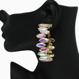 88016, MARQUISE ACCENT RHINESTONE HOOP EARRING