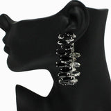 88016, MARQUISE ACCENT RHINESTONE HOOP EARRING