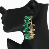 88016, MARQUISE ACCENT RHINESTONE HOOP EARRING