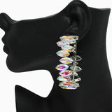 88016, MARQUISE ACCENT RHINESTONE HOOP EARRING