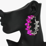 88016, MARQUISE ACCENT RHINESTONE HOOP EARRING