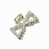 88039, RIBBON BOW PEARL & RHINESTONE MINI HAIR CLIP