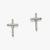 88043, CROSS CUBIC ZIRCONIA STUD EARRING