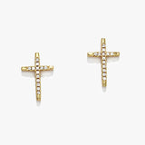 88043, CROSS CUBIC ZIRCONIA STUD EARRING
