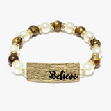 88046, "BELIEVE" PEARL STRETCH BRACELET