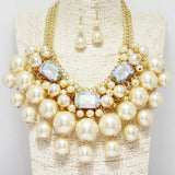 88063, PEARL WITH RHINESTONE STATEMENT NECKLACE