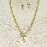 88095, PAVE HEART CHARM PENDANT TOGGLE NECKLACE