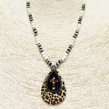 88096, WESTERN CROSS PRINT WOOD N NAVAJO BEAD NECKLACE