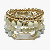 88113, SEMI PRECIOUS STONE MULTI LAYERED BEAD STRETCH BRACELET