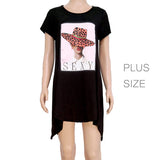 88121, "SEXY" LEOPARD HAT CRYSTAL EMBELLISHED T-SHIRT TOP