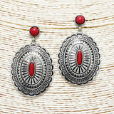 88124, WESTERN OVAL TEXTURED METAL EARRING