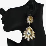 88126, MARQUISE CENTER TEARDROP ACCENT RHINESTONE EVENING EARRING