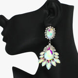 88126, MARQUISE CENTER TEARDROP ACCENT RHINESTONE EVENING EARRING