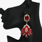 88126, MARQUISE CENTER TEARDROP ACCENT RHINESTONE EVENING EARRING