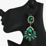 88126, MARQUISE CENTER TEARDROP ACCENT RHINESTONE EVENING EARRING
