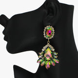88126, MARQUISE CENTER TEARDROP ACCENT RHINESTONE EVENING EARRING